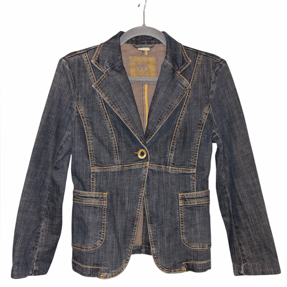 Michael Kors Women's Dark Denim Blazer Jacket - Blue